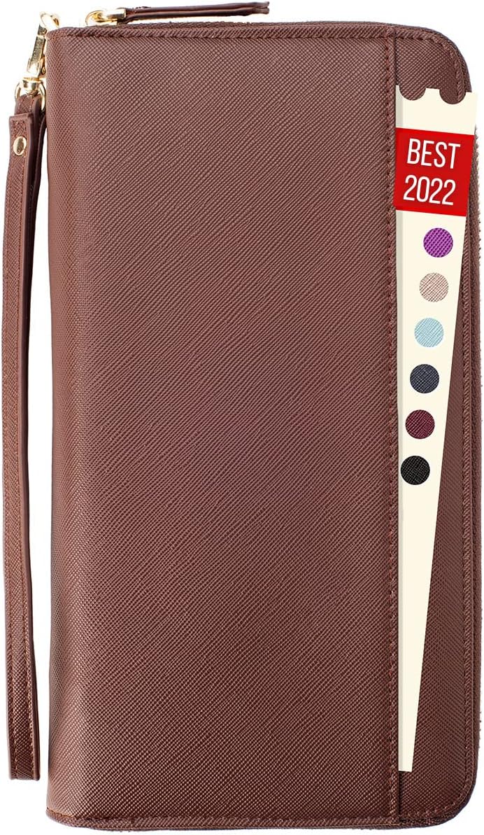 Apadi Travel Document Organizer - RFID Passport Wallet Case Family Holder Id Wristlet - Image 1